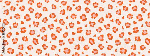 Y2k leopard seamless background. Psychedelic red leopard print. Seamless groovy abstract animal, skin pattern. Trendy illustration. Vector graphic illustration