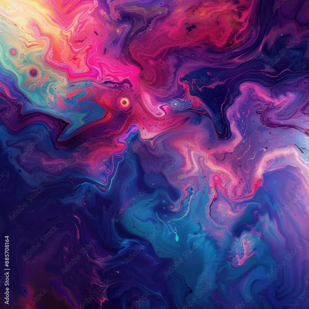 colorful abstract painting with a blue and pink background