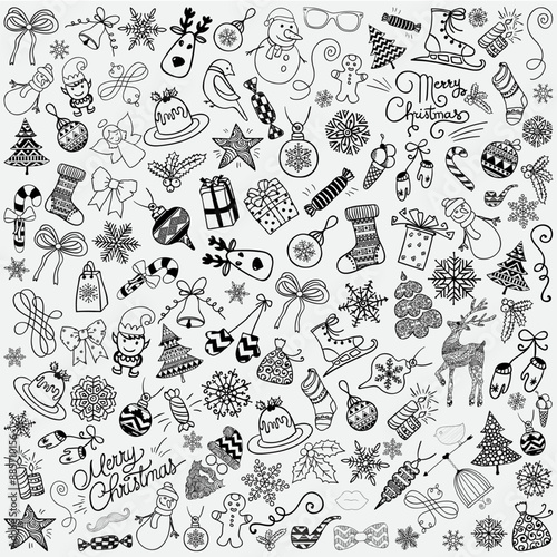 Christmas Doodles Vector Illustration: Festive Holiday Sketches and Icons.ai