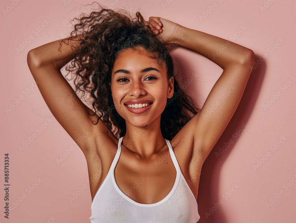 Woman showing her smooth armpit