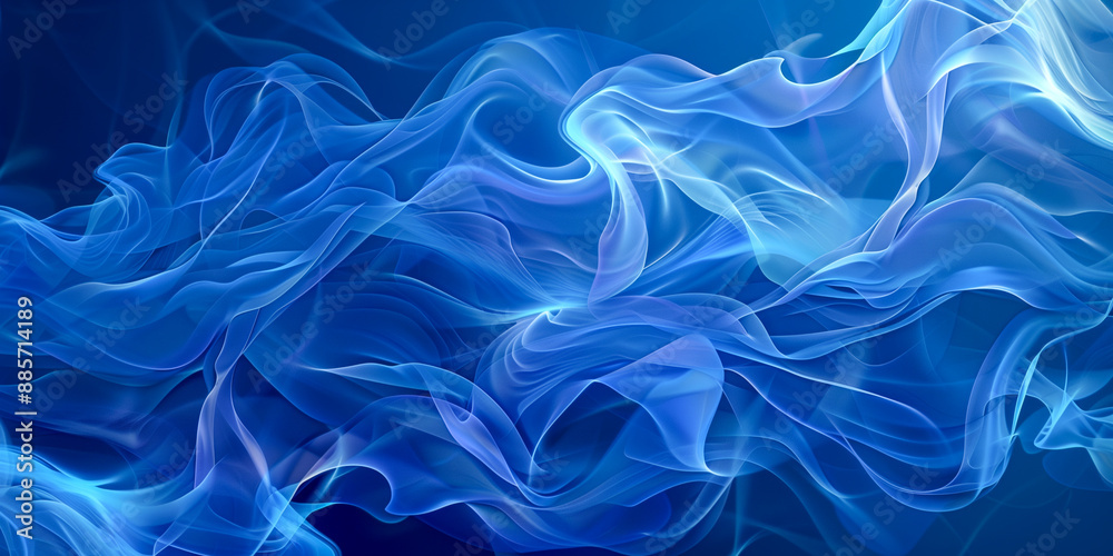 Obraz premium abstract blue background with smooth lines, futuristic wavy illustration