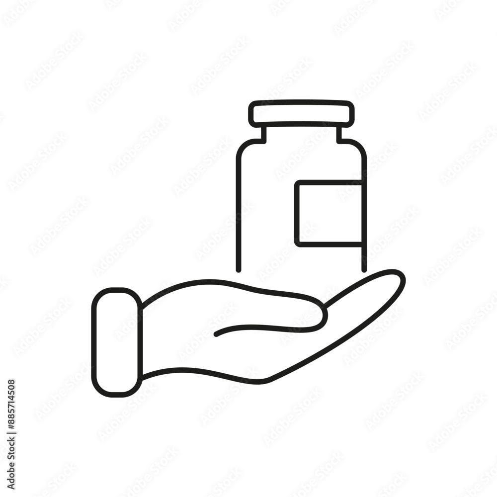 Supplements And Vitamins Outline Icon, Nutritional Support For Health And Wellness. Hand Holding Bottle Line Icon. Isolated Vector Illustration Supplements And Vitamins Outline Icon, Nutritional Support For Health And Wellness. Hand Holding Bottle Line Icon. Isolated Vector Illustration