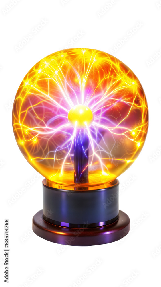 Yellow and Purple Plasma Ball Lamp on Transparent Background Yellow and Purple Plasma Ball Lamp on Transparent Background