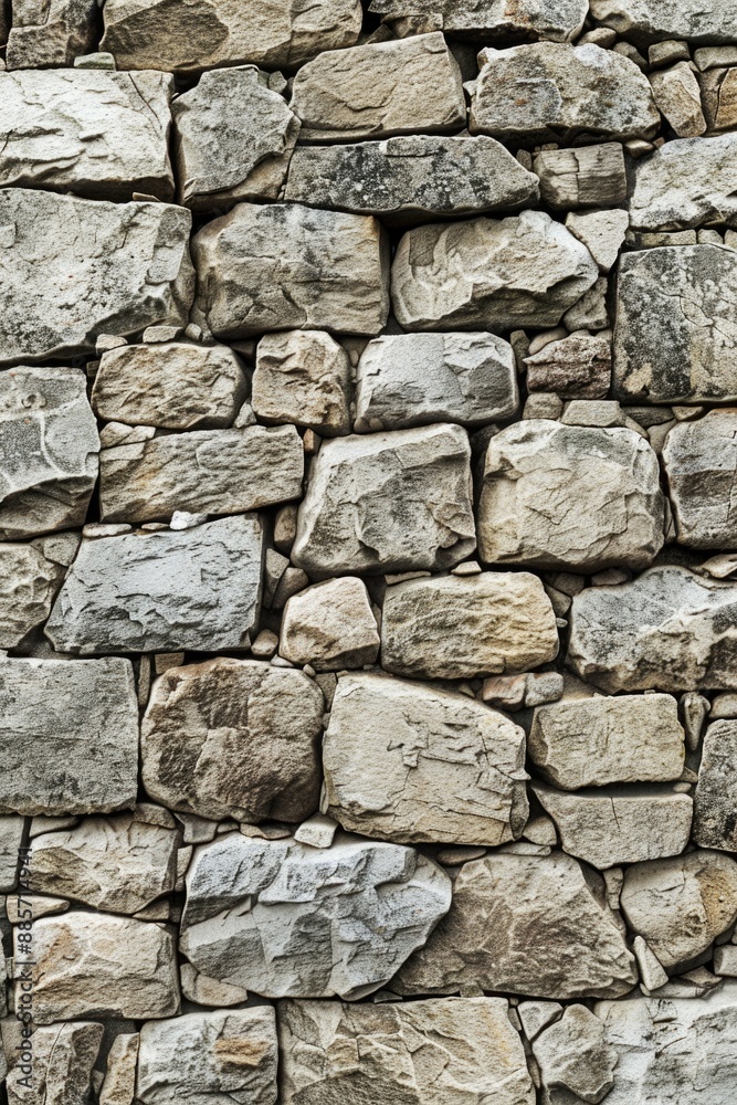 A stone wall with a red fire hydrant standing in front, a simple yet distinctive urban scene