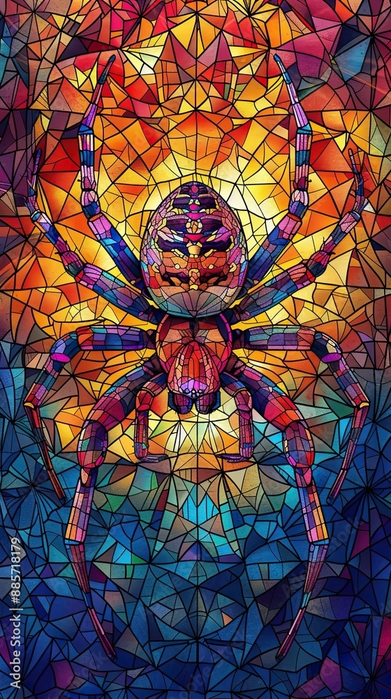 A colorful spider is the main subject of this image