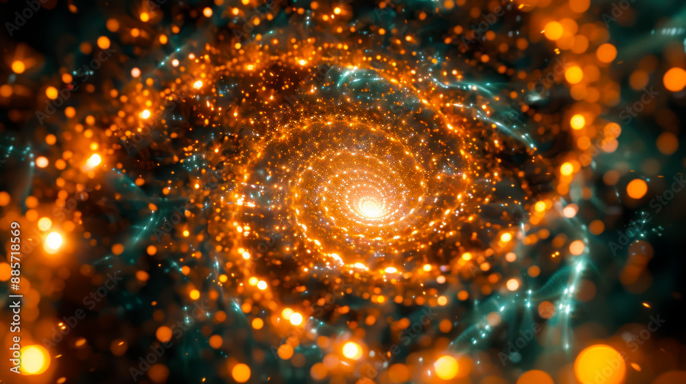 Glowing spiral in abstract space