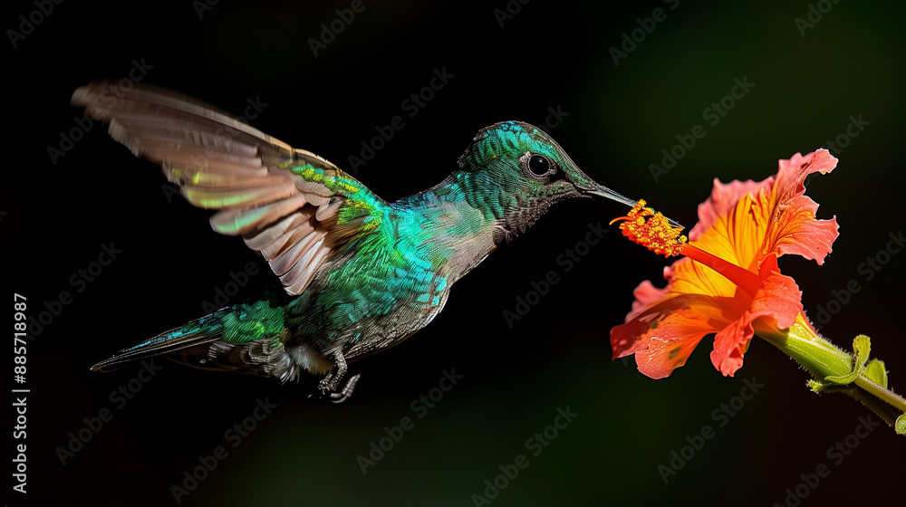 Obraz premium Hummingbird Feeding on Flower