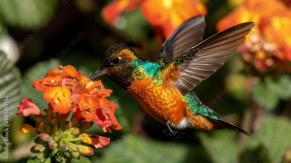 Obraz premium Hummingbird Feeding on a Flower