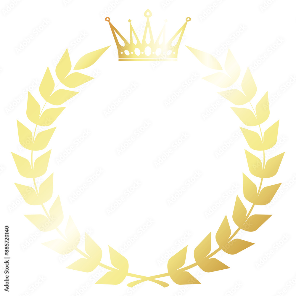 Golden laurel wreath with crown design Golden laurel wreath with crown design