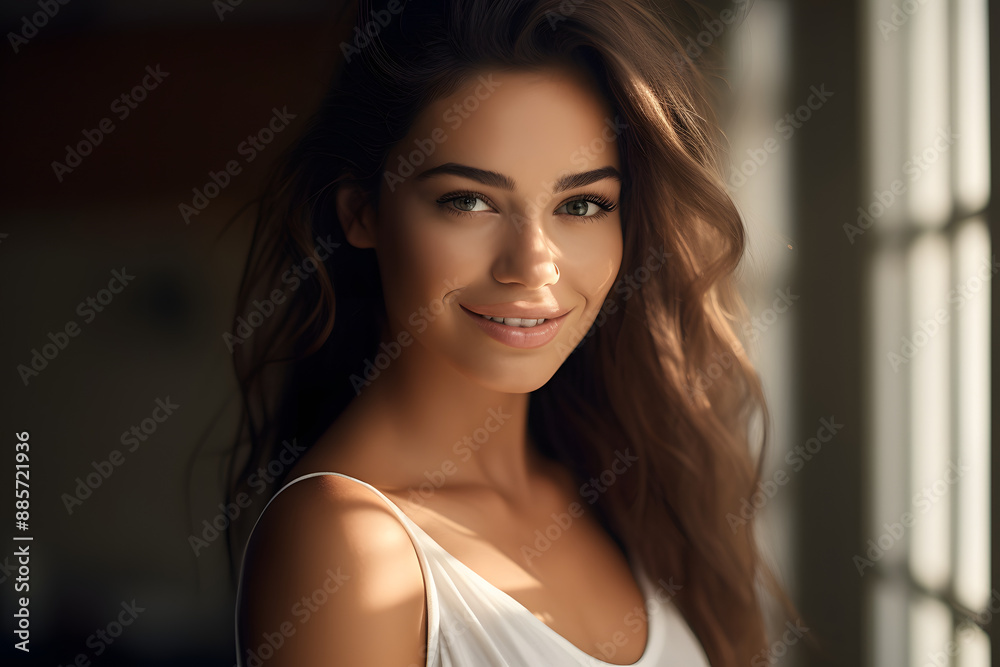 portrait of a beautiful woman smiling and happy portrait of a beautiful woman smiling and happy