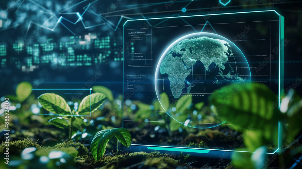 A digital interface in a company's CSR department, featuring icons of projects that support local communities and environmental conservation. A digital interface in a company's CSR department, featuring icons of projects that support local communities and environmental conservation.