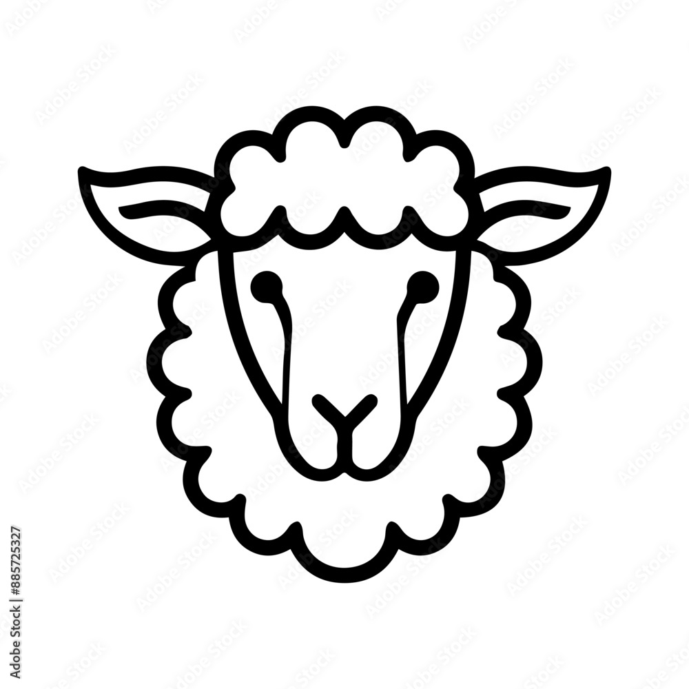 Sheep icon or modern line symbol. Vector line art and icon design with bold outline. Black and white Pixel Perfect minimalistic symbol isolated white background. Silhouette simple thin sign Sheep icon or modern line symbol. Vector line art and icon design with bold outline. Black and white Pixel Perfect minimalistic symbol isolated white background. Silhouette simple thin sign