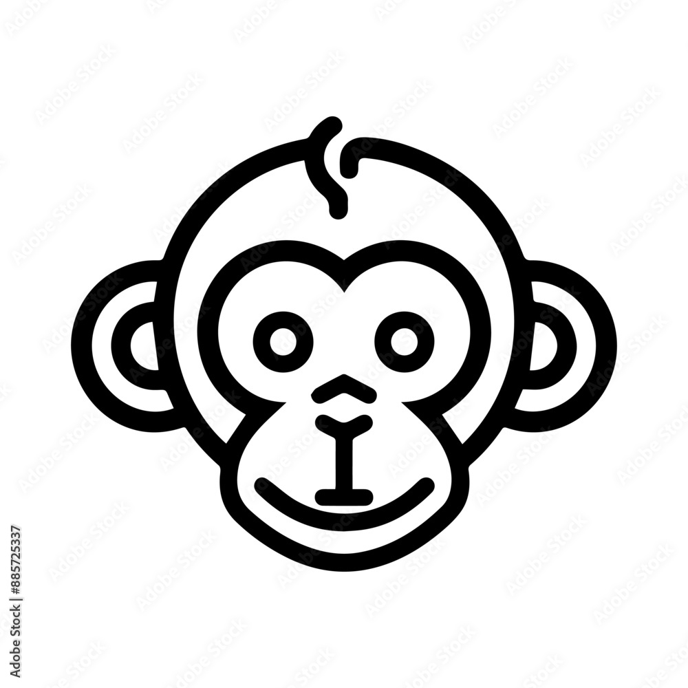 Monkey icon or modern line symbol. Vector line art and icon design with bold outline. Black and white Pixel Perfect minimalistic symbol isolated white background. Silhouette simple thin sign Monkey icon or modern line symbol. Vector line art and icon design with bold outline. Black and white Pixel Perfect minimalistic symbol isolated white background. Silhouette simple thin sign