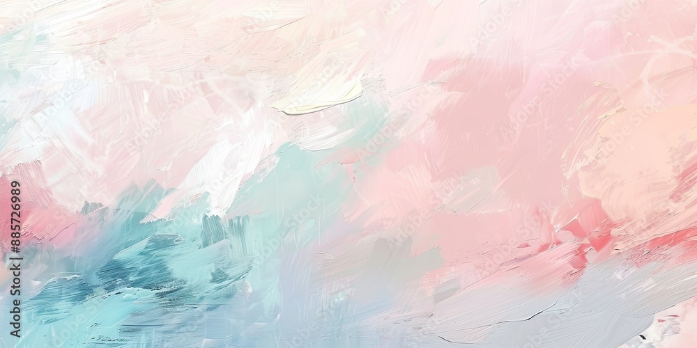 Abstract modern impressionism painting style creates a chic banner. This template for wall posters features pastel-colored background textures