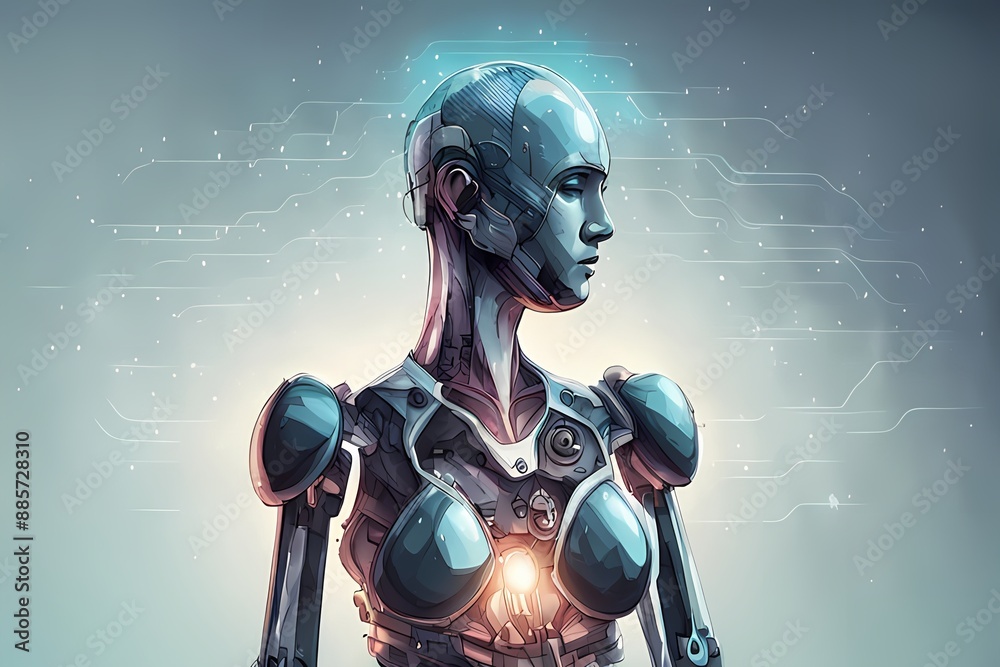 Naklejka premium Robot AI Acting as a Personal Trainer