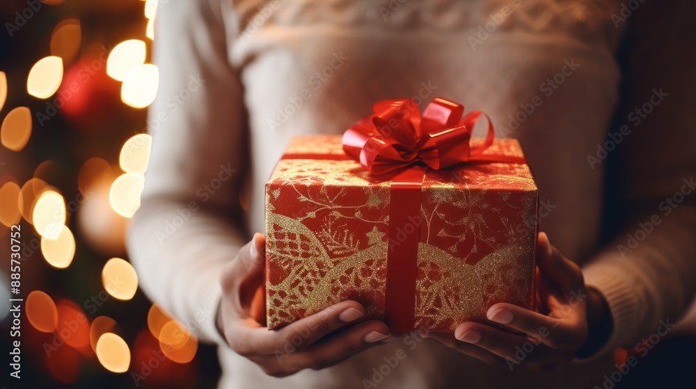 Beautiful woman celebrating Christmas at home. Close-up of hands in a seasonal winter interior. The concept of holidays. Beautiful woman celebrating Christmas at home. Close-up of hands in a seasonal winter interior. The concept of holidays.