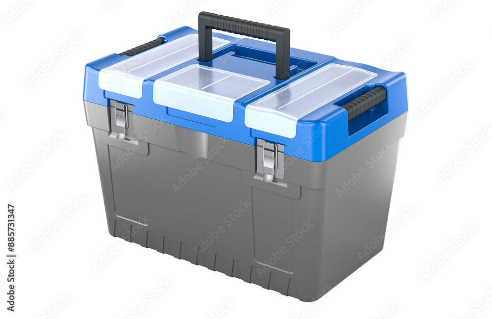 Plastic tool organizer box, tool box. 3D rendering isolated on transparent background Plastic tool organizer box, tool box. 3D rendering isolated on transparent background