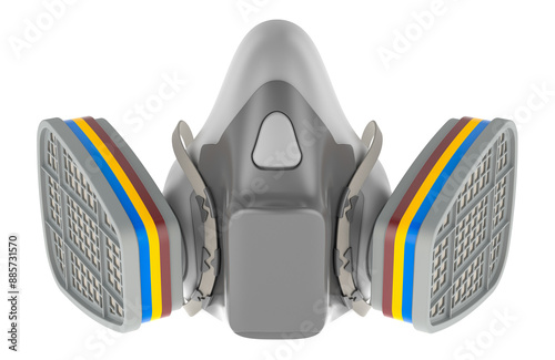 Respirator, front view. Reusable Half Face Cover, 3D rendering isolated on transparent background
