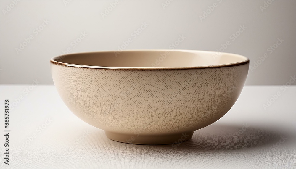 Simple beige ceramic bowl on white background Simple beige ceramic bowl on white background
