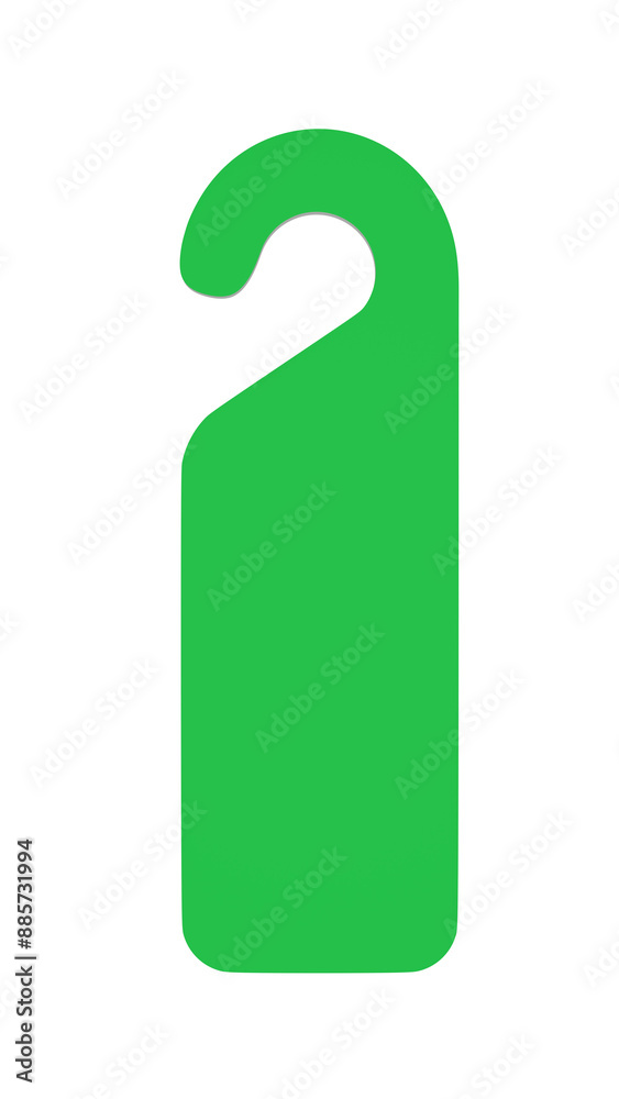 Empty green door hanger or sign isolated on transparent and white background. Hotel concept. 3D render Empty green door hanger or sign isolated on transparent and white background. Hotel concept. 3D render
