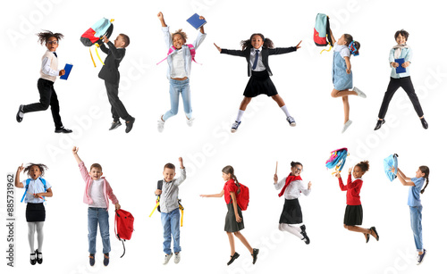 Set of cute jumping schoolc...
