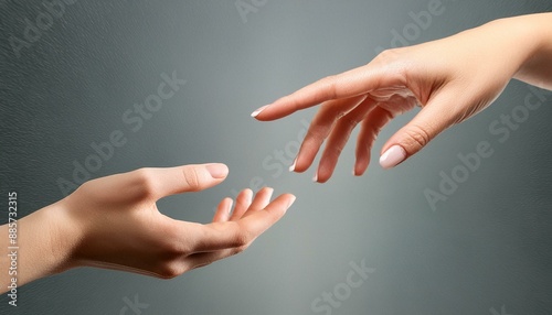 Two hands reaching towards each other in a symbolic gesture