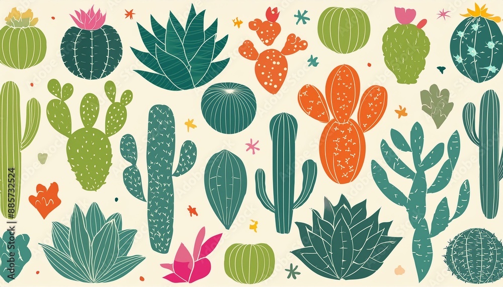 Vibrant collection of succulent and cactus Vibrant collection of succulent and cactus