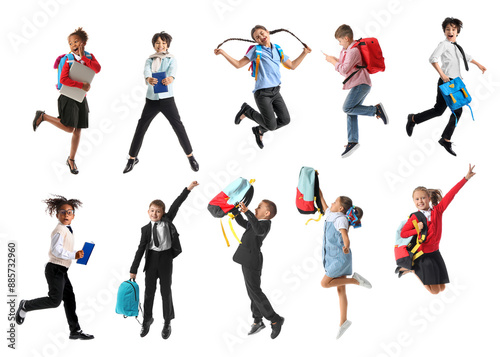 Set of cute jumping schoolc...