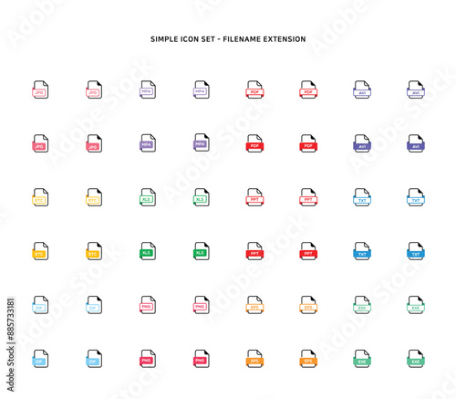 Collection of document type icon according to file extension
