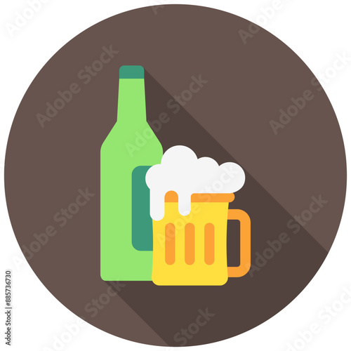 Beer Bottle rounded multi color icon, related to oktoberfest, German traditional theme. use for UI or UX kit, app and web development.