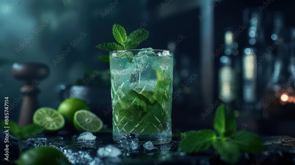 In a supernatural scene, mojitos are mixed with enchanted mint leaves and sparkling spirits, each sip bringing a refreshing burst of magical energy In a supernatural scene, mojitos are mixed with enchanted mint leaves and sparkling spirits, each sip bringing a refreshing burst of magical energy
