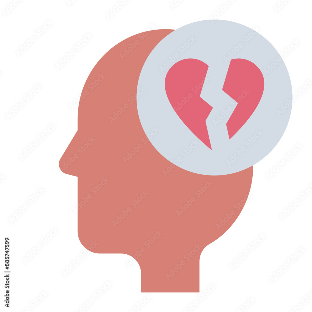 Broken heart icon representing sadness and emotional pain Broken heart icon representing sadness and emotional pain