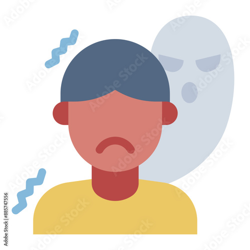 Schizophrenia icon depicting mental health issues and hallucinations.