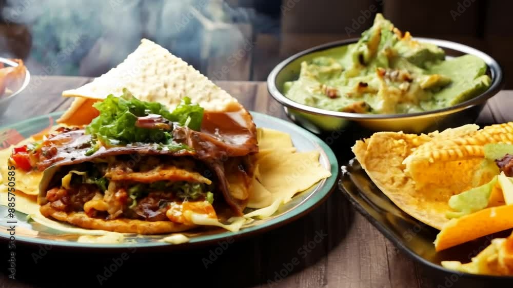 Mexican Food Dishes on a Wooden Table Generative AI Mexican Food Dishes on a Wooden Table Generative AI