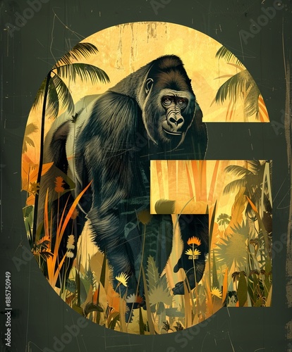 a Gorilla in the shape of the letter G  photo