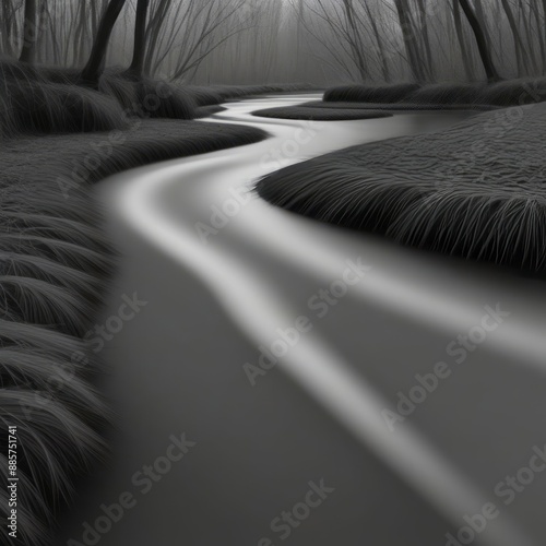 An inspiring view of black and white waves rapidly receding towards the horizon, creating a feeling of calm and tranquility.
 photo