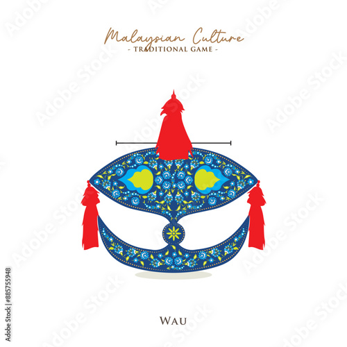 Vector illustration of Malaysian traditional game, Wau. Wau is popular game in Malaysia.