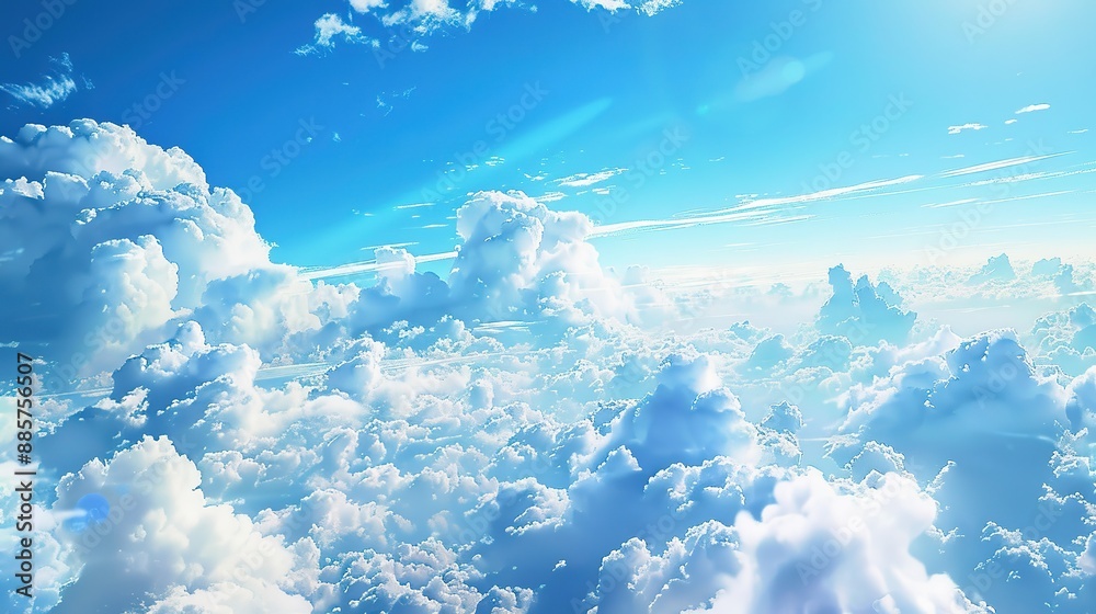 Naklejka premium Sky_panorama_with_beautiful_blue_clouds_in_the_background