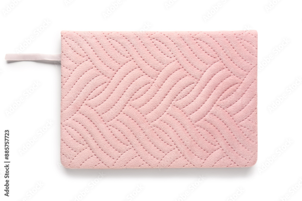 Obraz premium Pink notebook on white background