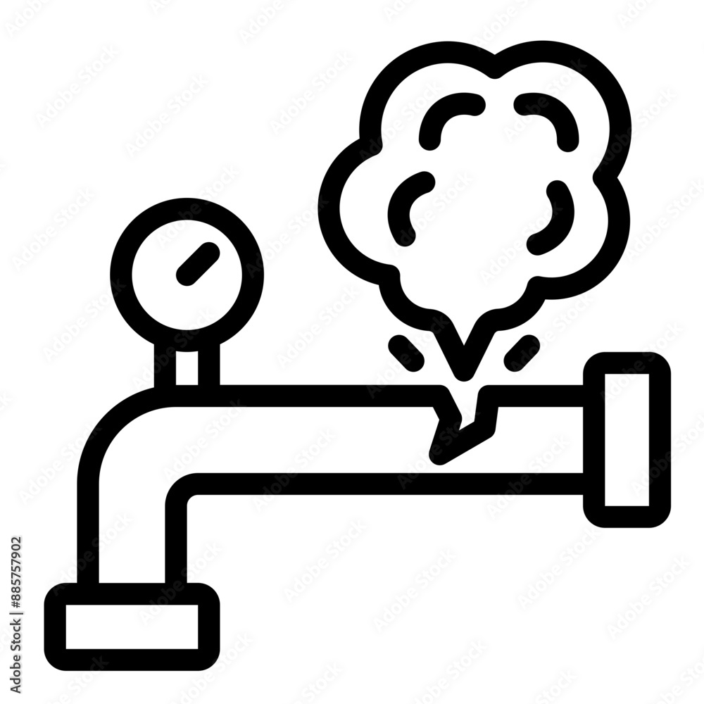 Icon depicting a gas leak from a pipe for safety Icon depicting a gas leak from a pipe for safety