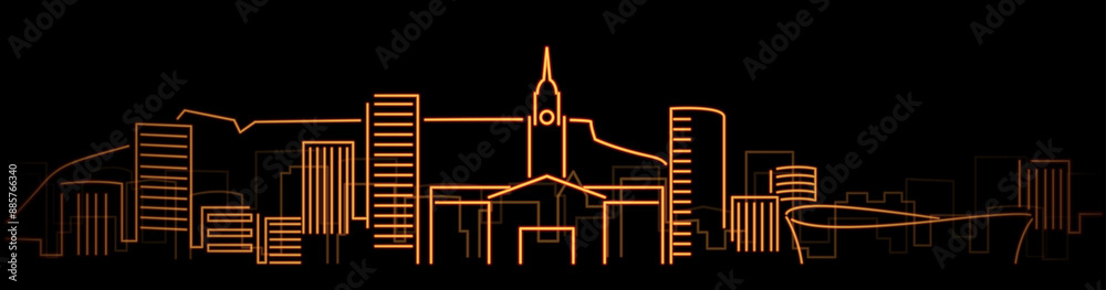 Fototapeta premium Cape Town Bright Simple Line Skyline on Dark Background