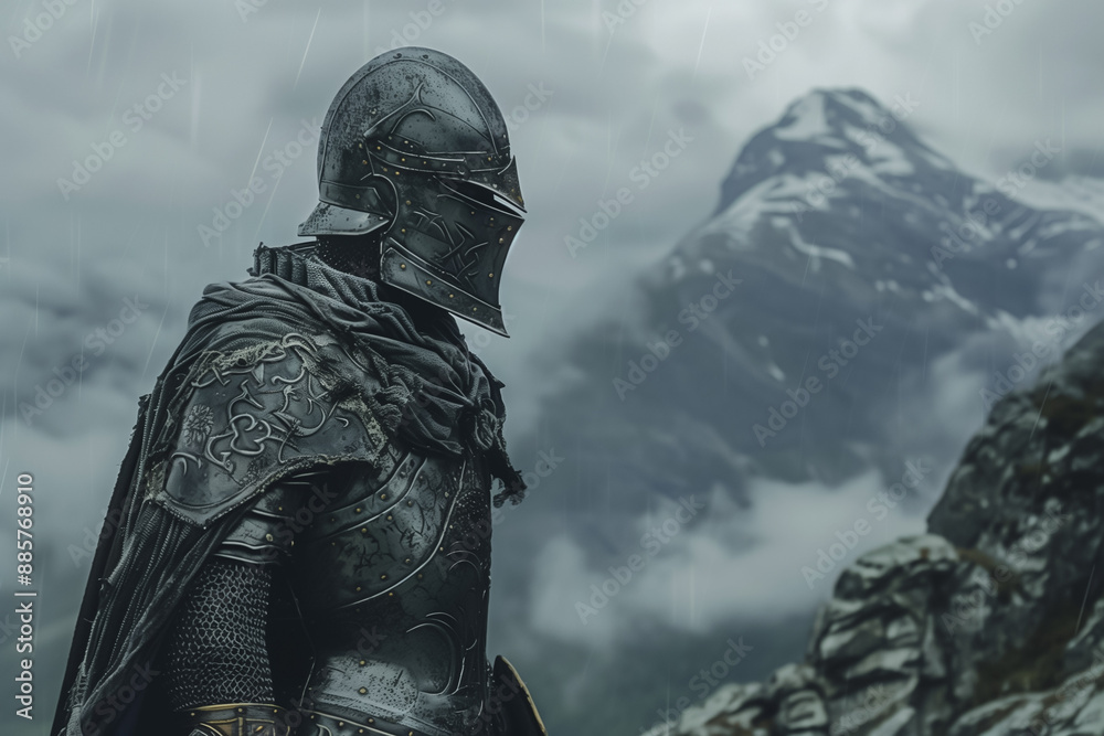 Armored Knight in Epic Mountainous Landscape with Stormy Skies
Armored Knight in Epic Mountainous Landscape with Stormy Skies