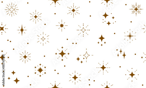 Seamless pattern with golden stars. Christmas, birthday design in golden color on a light background. Trendy modern vector illustration. Cute hand drawn flat design