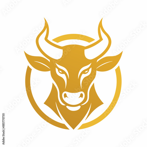 Golden Bull Logo Majestic Vector Art Illustration © Mosharef 