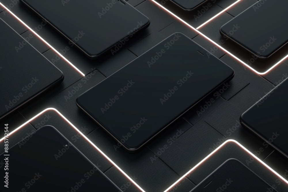 A pile of old smartphones stacked on top of each other A pile of old smartphones stacked on top of each other