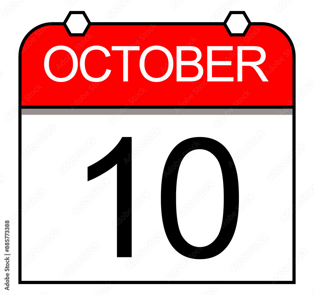 October 10th, Simple Classic Calendar. Date icon. October 10th, Simple Classic Calendar. Date icon.