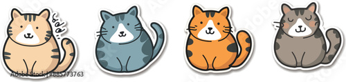 set of cute cats stickers