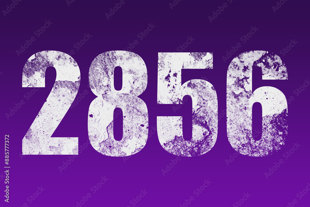 flat white grunge number of 2856 on purple background. flat white grunge number of 2856 on purple background.
