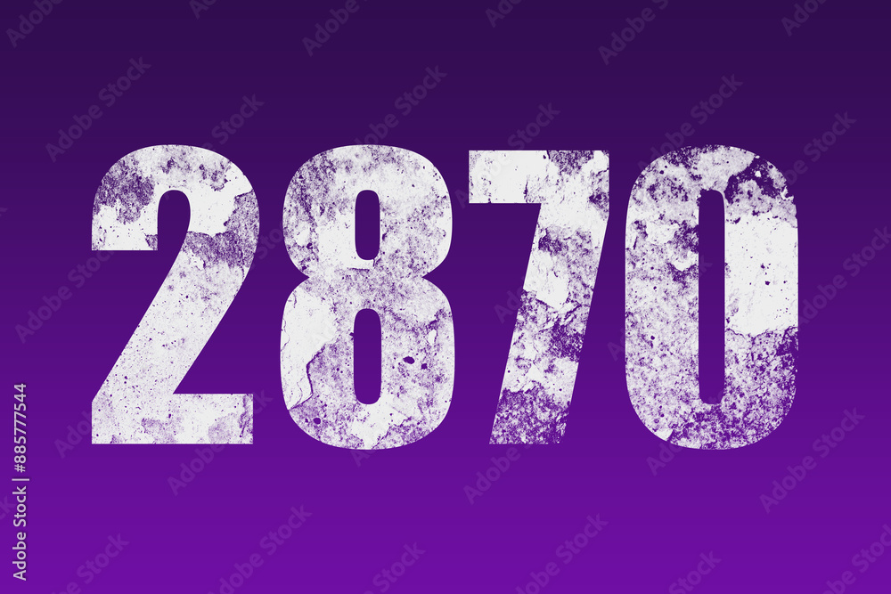 flat white grunge number of 2870 on purple background. flat white grunge number of 2870 on purple background.