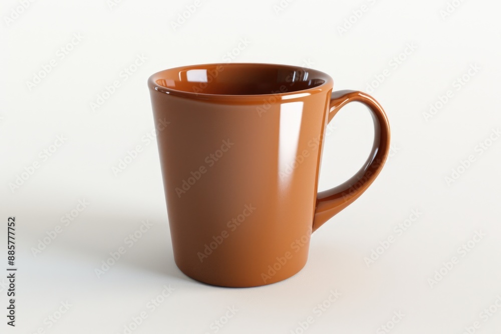 A brown coffee cup sits on top of a wooden table, awaiting its next use A brown coffee cup sits on top of a wooden table, awaiting its next use